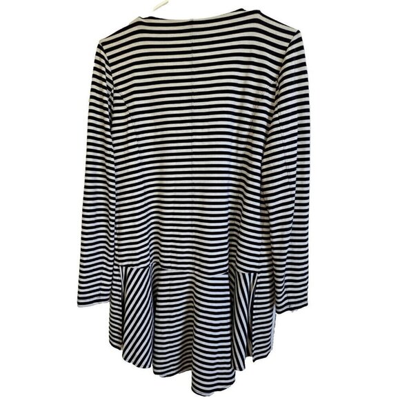 Soft Surroundings M Calista Black/Gray Stripe Zip Front Tunic Hi-Lo Hem FLAW! - Picture 4 of 9